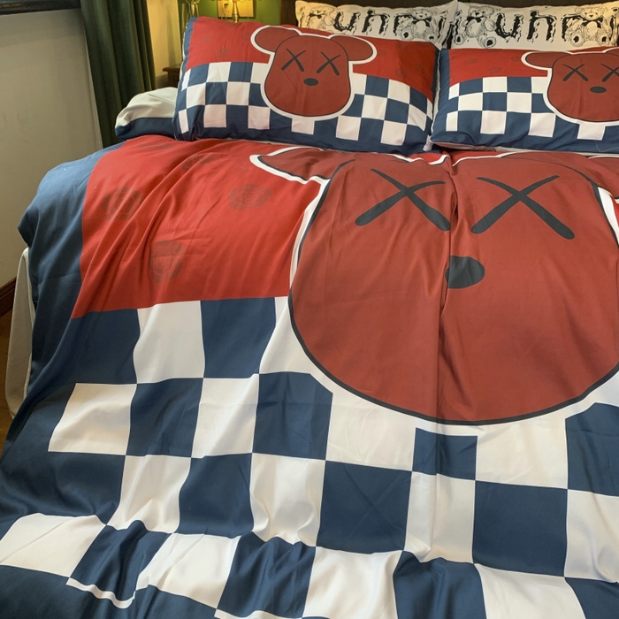 91家纺网 家纺一手货源 找家纺 花沐 2024新款云朵水洗棉四件套 【云朵棉】蓝酷熊