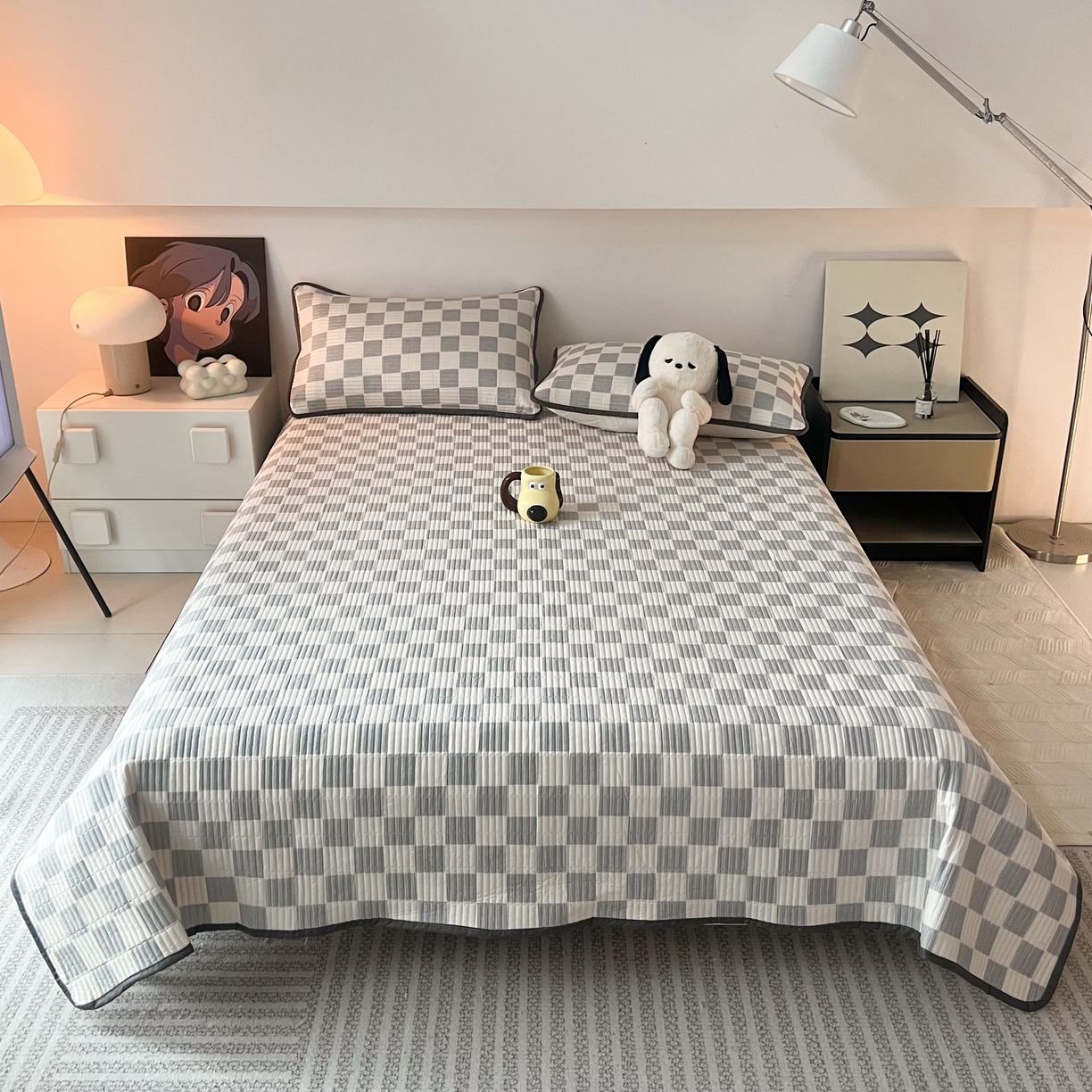 91家纺网 家纺一手货源 找家纺 HL原创 2024新款全棉印花床盖 雅灰