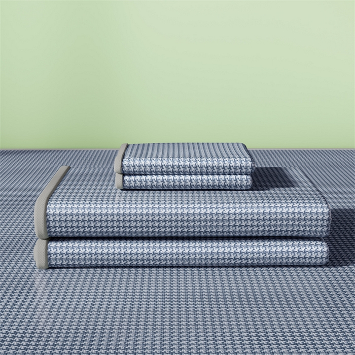 91家纺网 家纺一手货源 找家纺 叠派家纺 2024新款抗菌冰激凌烫画系列床单床笠 冰淇淋-浅蓝床单款