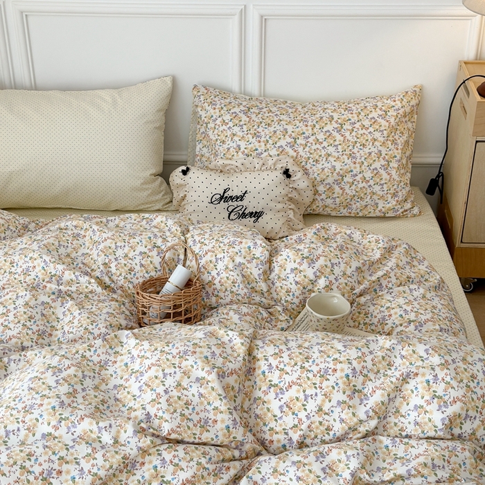 91家纺网 家纺一手货源 找家纺 昔可家纺 2024新款春日小碎花系列四件套 莉莉子