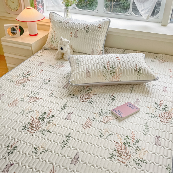 91家纺网 家纺一手货源 找家纺 柒月家居 2024新款贴身舒适厚度0.5小清新乳胶凉席 麦穗