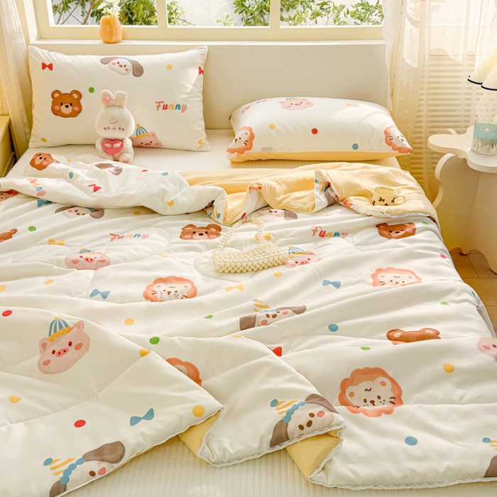 91家纺网 家纺一手货源 找家纺 寐居家纺 2024新款水洗棉小花边夏被 宠物大会