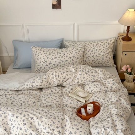  昔可家纺 2024新款中古系列花四件套 中古小蓝花