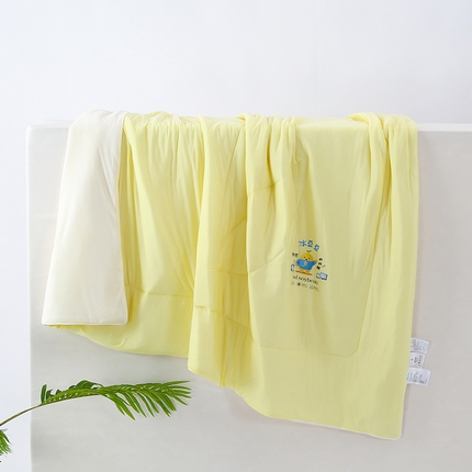91家纺网 家纺一手货源 找家纺 默忆 2025新款素色凉感丝夏被 柠檬黄