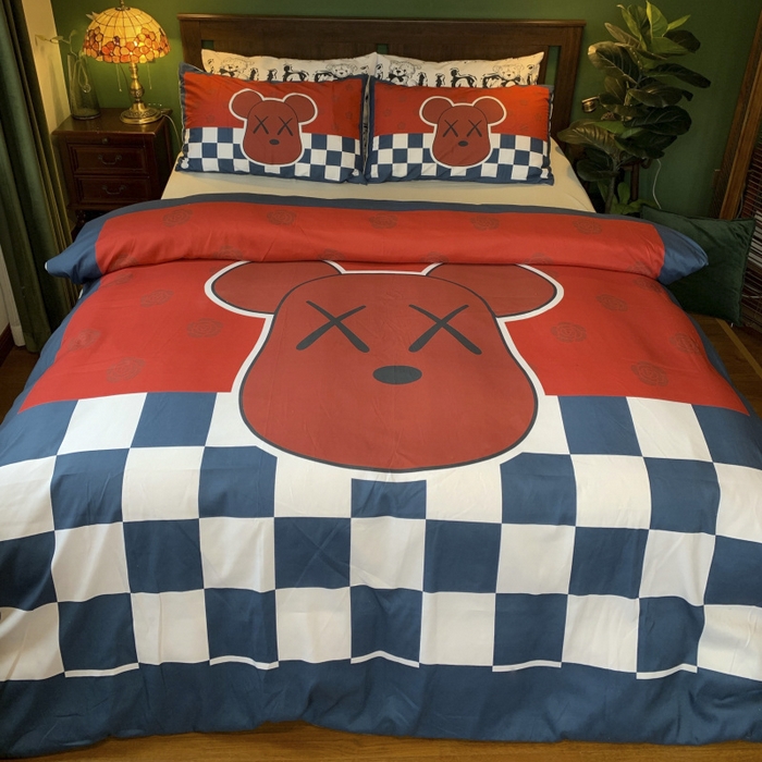 91家纺网 家纺一手货源 找家纺 花沐 2024新款云朵水洗棉四件套 【云朵棉】蓝酷熊