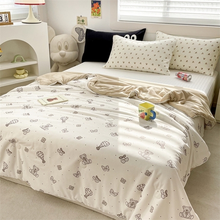 91家纺网 家纺一手货源 找家纺 （总）恒爱家纺 2024新款AB版清新吸湿透气华夫格凉感夏被