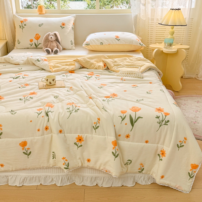 91家纺网 家纺一手货源 找家纺 寐居家纺 2024新款水洗棉小花边夏被 恋语