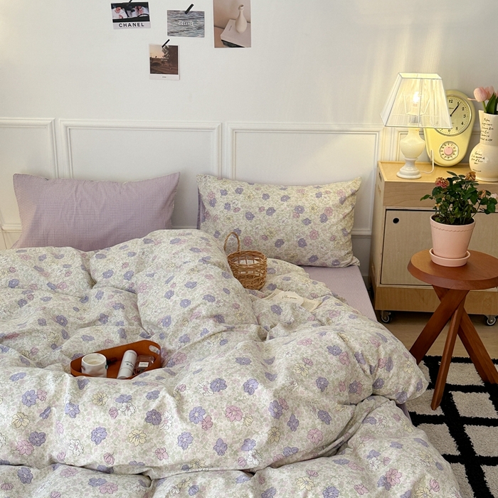 91家纺网 家纺一手货源 找家纺 昔可家纺 2024新款春日小碎花系列四件套 春日公主梦境