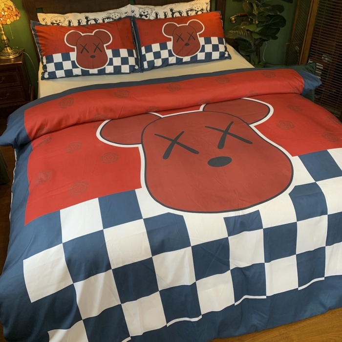 91家纺网 家纺一手货源 找家纺 花沐 2024新款云朵水洗棉四件套 【云朵棉】蓝酷熊