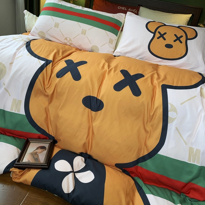 91家纺网 家纺一手货源 找家纺 花沐 2024新款云朵水洗棉四件套 【云朵棉】大酷熊