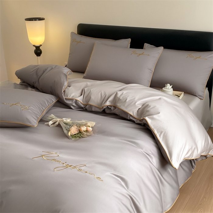 91家纺网 家纺一手货源 找家纺 慕色家纺 2024新款全棉刺绣轻奢系列单被套 轻奢-古铜灰+山灰