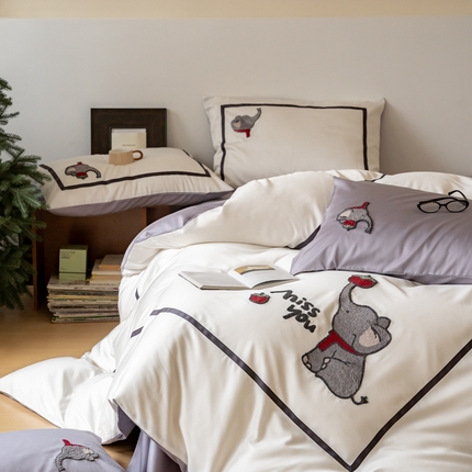 91家纺网 家纺一手货源 找家纺 FORTWO家纺 2024新款天丝棉卡通四件套 茉莉