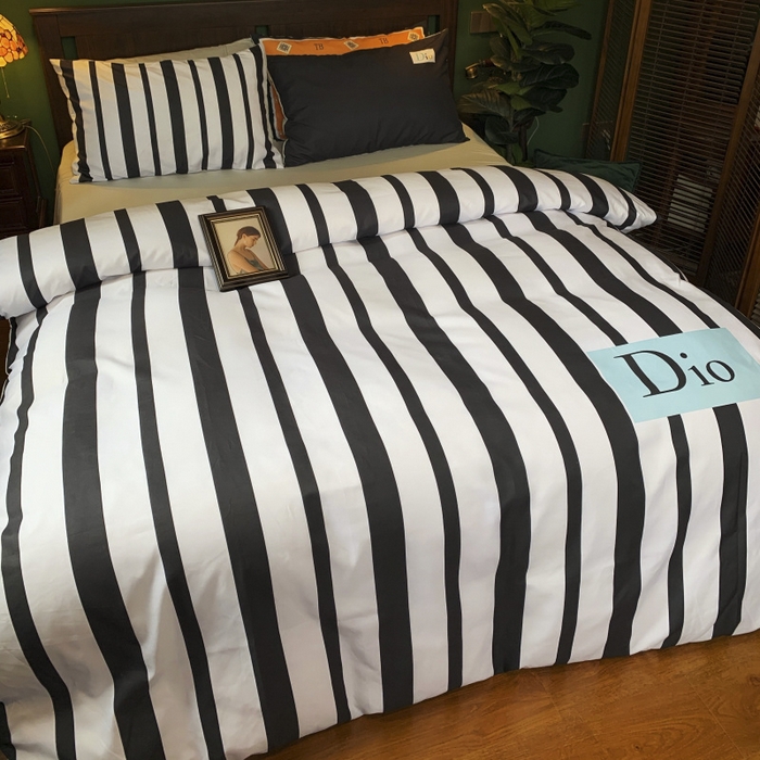 91家纺网 家纺一手货源 找家纺 花沐 2024新款云朵水洗棉四件套 【云朵棉】条纹迪