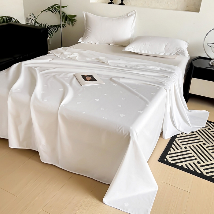 91家纺网 家纺一手货源 找家纺 品乐家纺 2024新款100支长绒棉提花床单 音色白