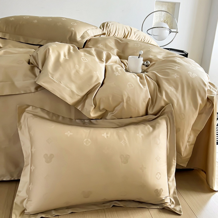 91家纺网 家纺一手货源 找家纺 品乐家纺 2024新款100支长绒棉提花 枕套 音色卡其