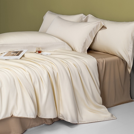 蓝米卡夫 2024新款A类新风尚天丝系列-单被套 天丝-奶昔白+奶茶