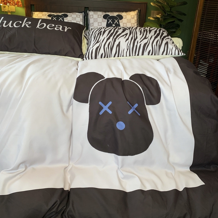 91家纺网 家纺一手货源 找家纺 花沐 2024新款云朵水洗棉四件套 【云朵棉】咖熊