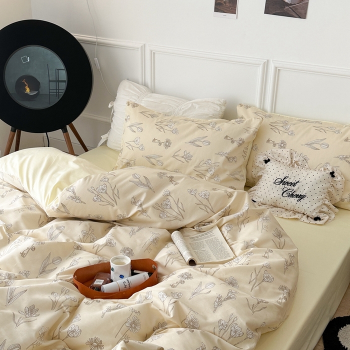 91家纺网 家纺一手货源 找家纺 昔可家纺 2024新款中古系列花四件套 新款水墨素描