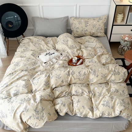  昔可家纺 2024新款中古系列花四件套 素描兔