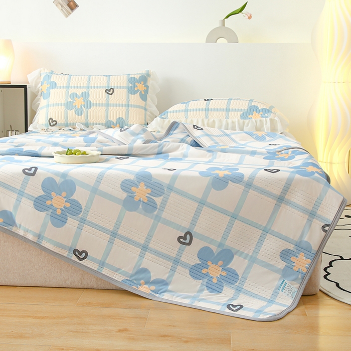 91家纺网 家纺一手货源 找家纺 伊人坊 2024新款冰丝凉感丝夏被 花花格调