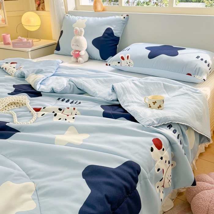 91家纺网 家纺一手货源 找家纺 寐居家纺 2024新款水洗棉小花边夏被 星光汇