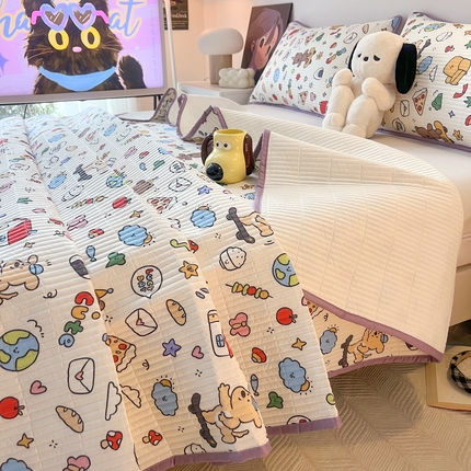 91家纺网 家纺一手货源 找家纺 HL原创 2024新款全棉印花床盖 萌宠