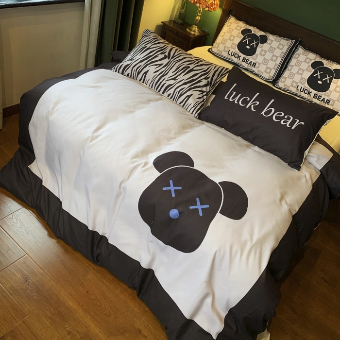 91家纺网 家纺一手货源 找家纺 花沐 2024新款云朵水洗棉四件套 【云朵棉】咖熊