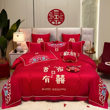 91家纺网 家纺一手货源 找家纺 （总）甜咪咪2024春夏新款天丝棉磨毛婚庆四件套多件套