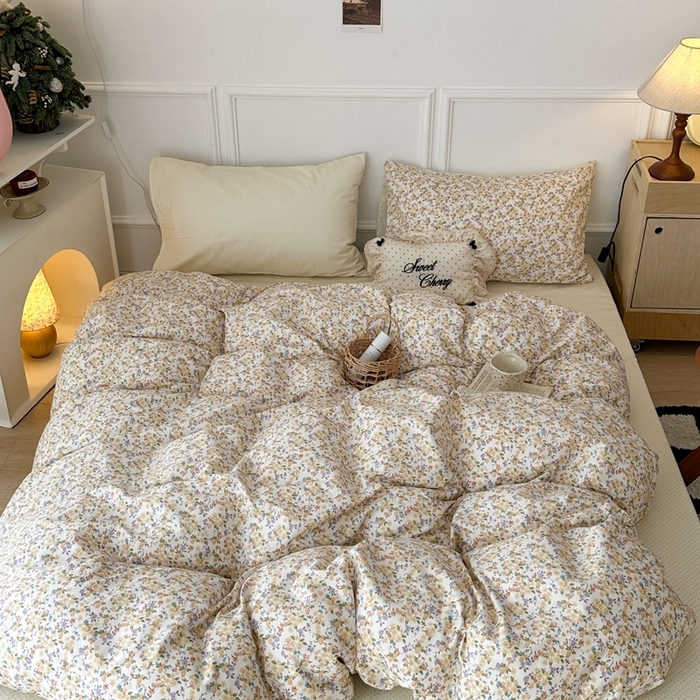 91家纺网 家纺一手货源 找家纺 昔可家纺 2024新款春日小碎花系列四件套 莉莉子