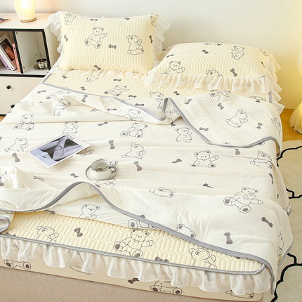 91家纺网 家纺一手货源 找家纺 伊人坊 2024新款冰丝凉感丝夏被 小熊院长