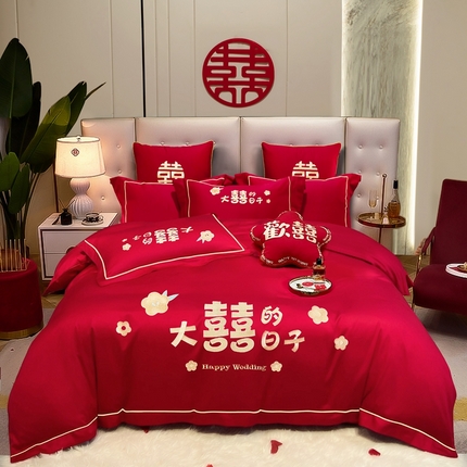 91家纺网 家纺一手货源 找家纺 （总）甜咪咪2024春夏新款天丝棉磨毛婚庆四件套多件套