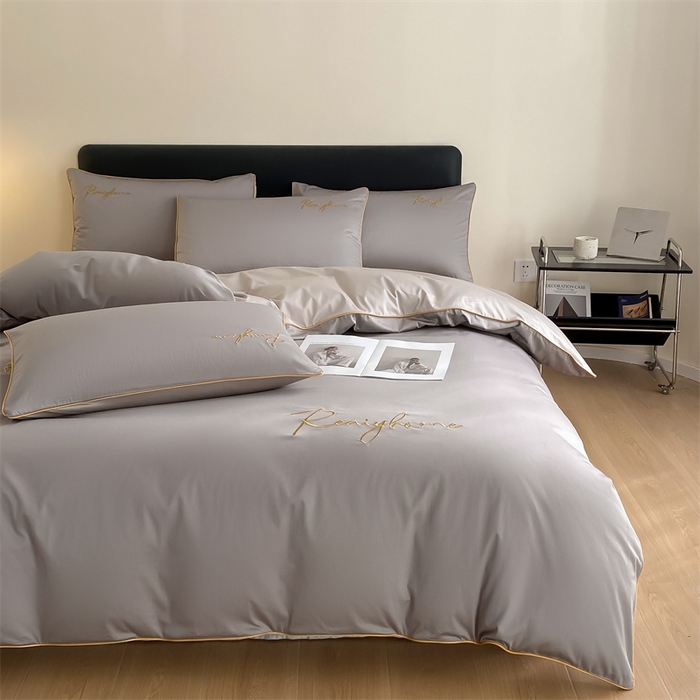 91家纺网 家纺一手货源 找家纺 慕色家纺 2024新款全棉刺绣轻奢系列单被套 轻奢-古铜灰+山灰