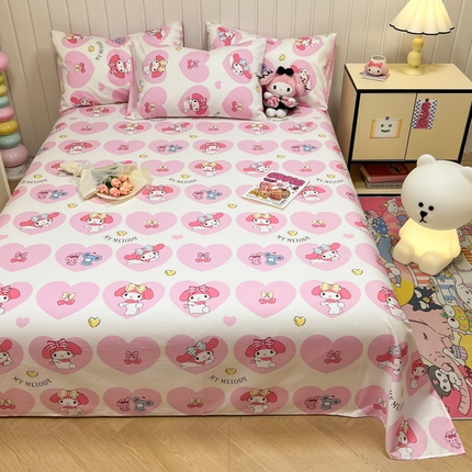 91家纺网 家纺一手货源 找家纺 沐辰 2024新款正版三丽鸥花型床单 樱桃美乐蒂