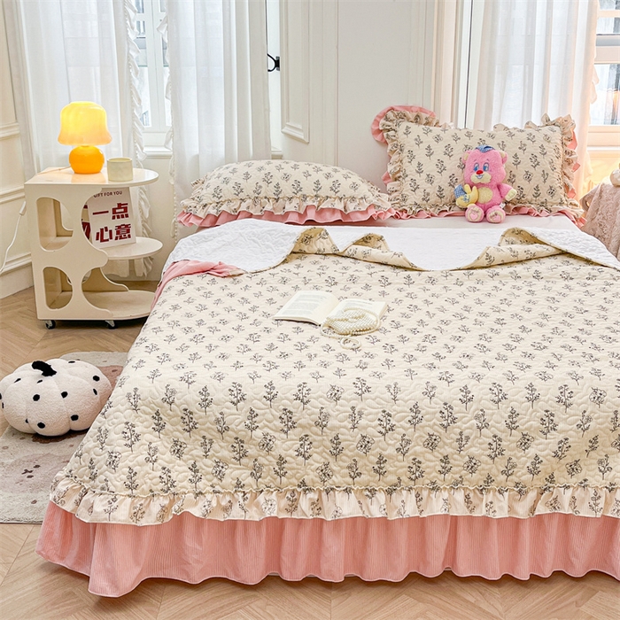 91家纺网 家纺一手货源 找家纺 恒爱家纺 2024新款韩版泡泡棉床盖系列四件套 花语