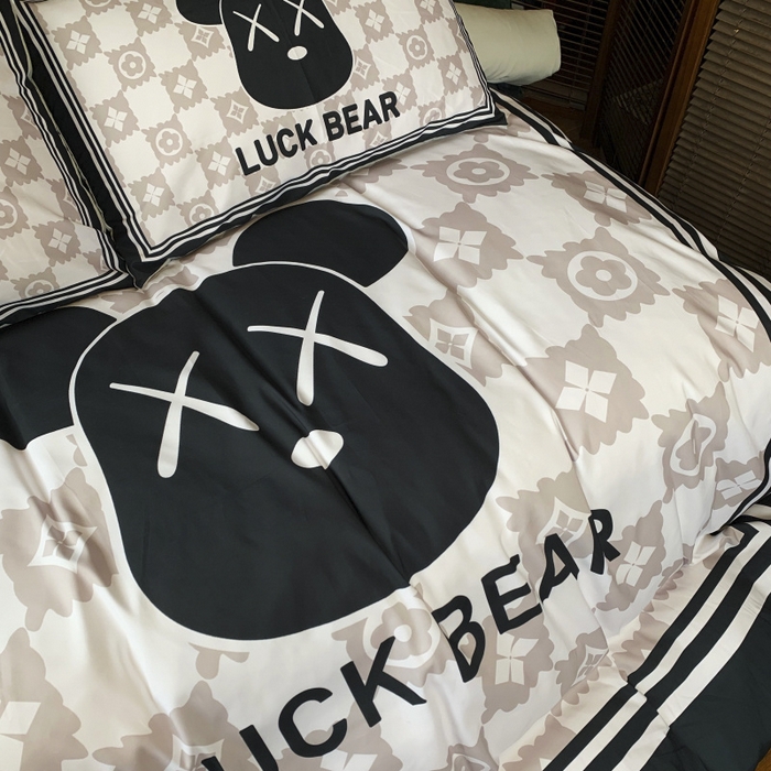 91家纺网 家纺一手货源 找家纺 花沐 2024新款云朵水洗棉四件套 【云朵棉】小白熊