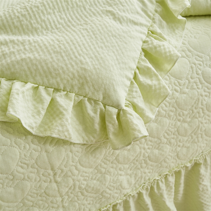 91家纺网 家纺一手货源 找家纺 恒爱 2024新款泡泡公主床盖款夏被四件套 泡泡公主-抹茶绿