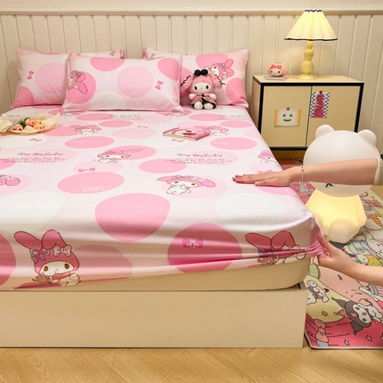 91家纺网 家纺一手货源 找家纺 沐辰 2024新款正版三丽鸥花型床笠 点点美乐蒂