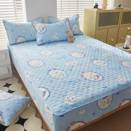 91家纺网 家纺一手货源 找家纺 舒居-2024-高克重水洗棉夹棉床笠 玉桂花狗