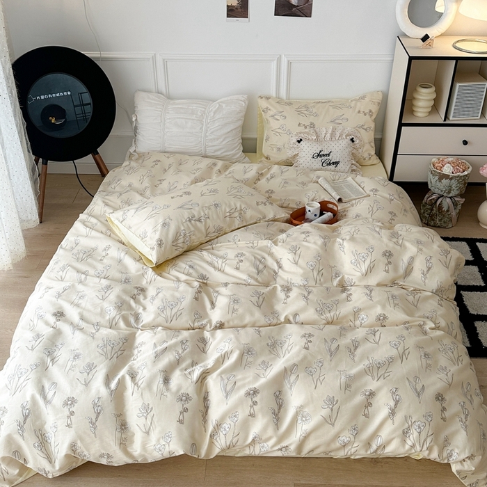 91家纺网 家纺一手货源 找家纺 昔可家纺 2024新款中古系列花四件套 新款水墨素描