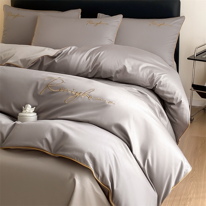 91家纺网 家纺一手货源 找家纺 慕色家纺 2024新款全棉刺绣轻奢系列单被套 轻奢-古铜灰+山灰