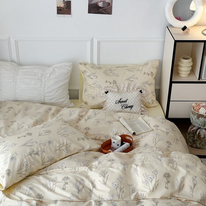 91家纺网 家纺一手货源 找家纺 昔可家纺 2024新款中古系列花四件套 新款水墨素描