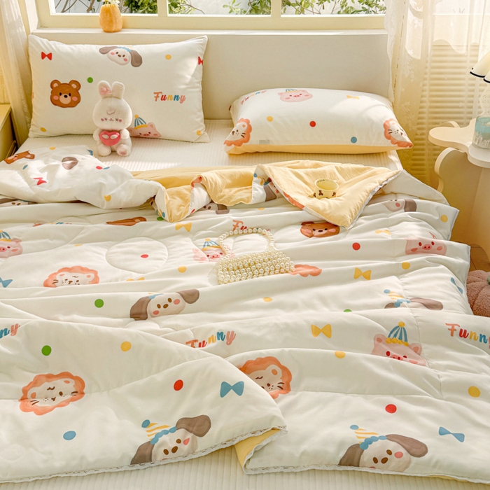 91家纺网 家纺一手货源 找家纺 寐居家纺 2024新款水洗棉小花边夏被 宠物大会