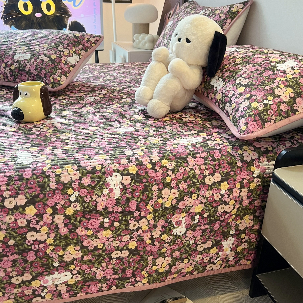 91家纺网 家纺一手货源 找家纺 HL原创 2024新款全棉印花床盖 玫瑰花园