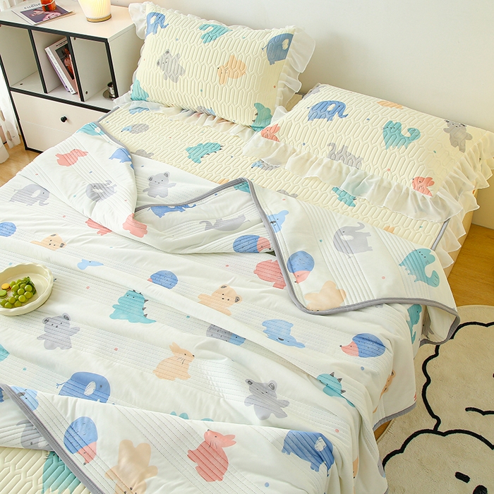 91家纺网 家纺一手货源 找家纺 伊人坊 2024新款冰丝凉感丝夏被 动物园