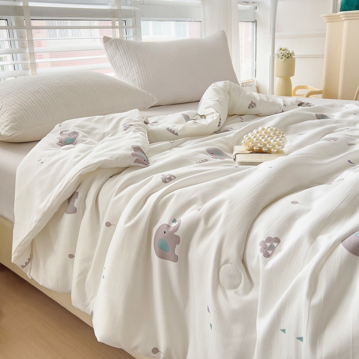 91家纺网 家纺一手货源 找家纺 春光里 2024新款萌趣夏被夏凉被被子被芯 萌小象