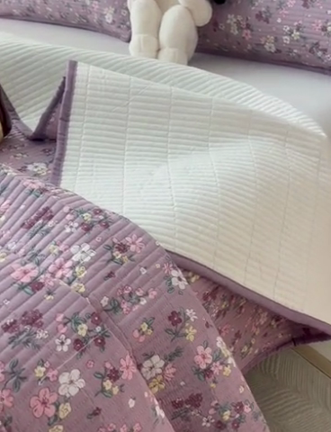 91家纺网 家纺一手货源 找家纺 HL原创 2024新款全棉印花床盖 紫色花园