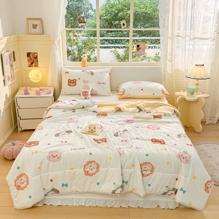 91家纺网 家纺一手货源 找家纺 寐居家纺 2024新款水洗棉小花边夏被 宠物大会