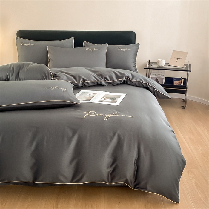 91家纺网 家纺一手货源 找家纺 慕色家纺 2024新款全棉刺绣轻奢系列单被套 轻奢-高级灰