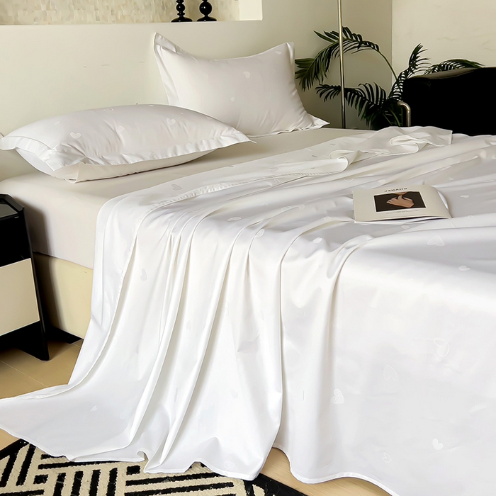 91家纺网 家纺一手货源 找家纺 品乐家纺 2024新款100支长绒棉提花床单 音色白