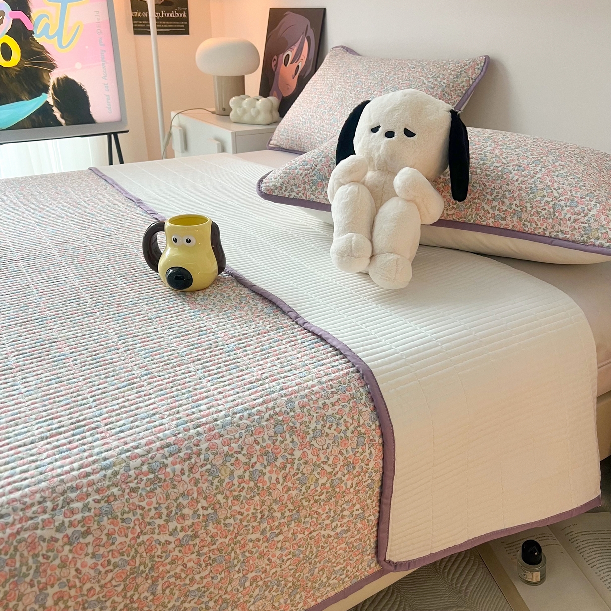 91家纺网 家纺一手货源 找家纺 HL原创 2024新款全棉印花床盖 温馨小花